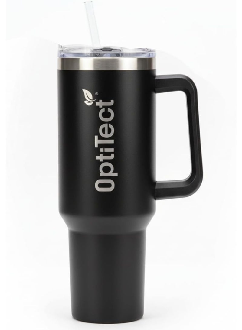 OptiTect Stainless Steel Insulated Tumbler with Handle & Straw, BPA-Free & Lead-Free, Reusable Travel Cup - Image 1